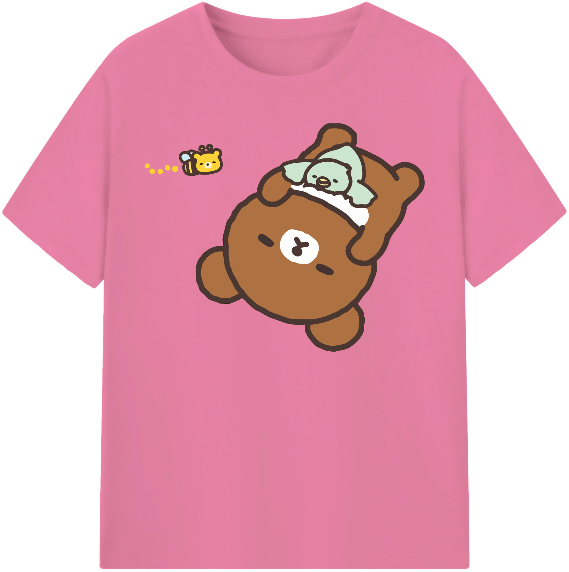 （画像用） リラックマ リラックマ キイロイトリ Rilakkuma Korilakkuma Kiiroitori 綿100％半袖Tシャツ（フロントプリント）